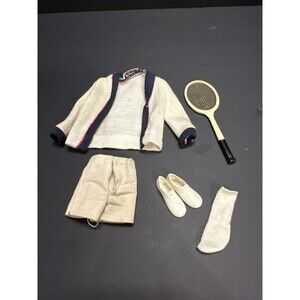 Vintage Ken #790 Time for Tennis Outfit (1962-64) – Sweater, Shorts, Racket